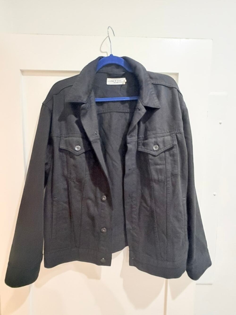 Rag & Bone Oversized Black Denim Jacket - Size Small